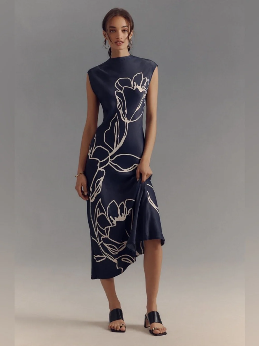 Anthropologie Maeve navy mock neck slip dress - Picture 1 of 9